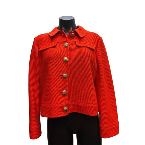 St. John Knit Cropped Jacket Red Size 8 - Picture 1 of 6